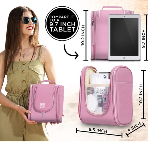 Premium Hanging Travel Toiletry Cosmetic Bag Pink - Picture 4 of 5